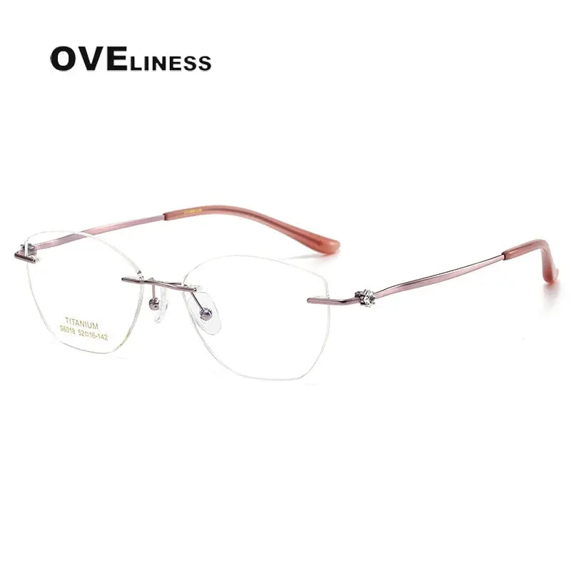 Women's Cat Eye Rimless Titanium Prescription Glasses 6018 — view 10 | Rx Spectacle