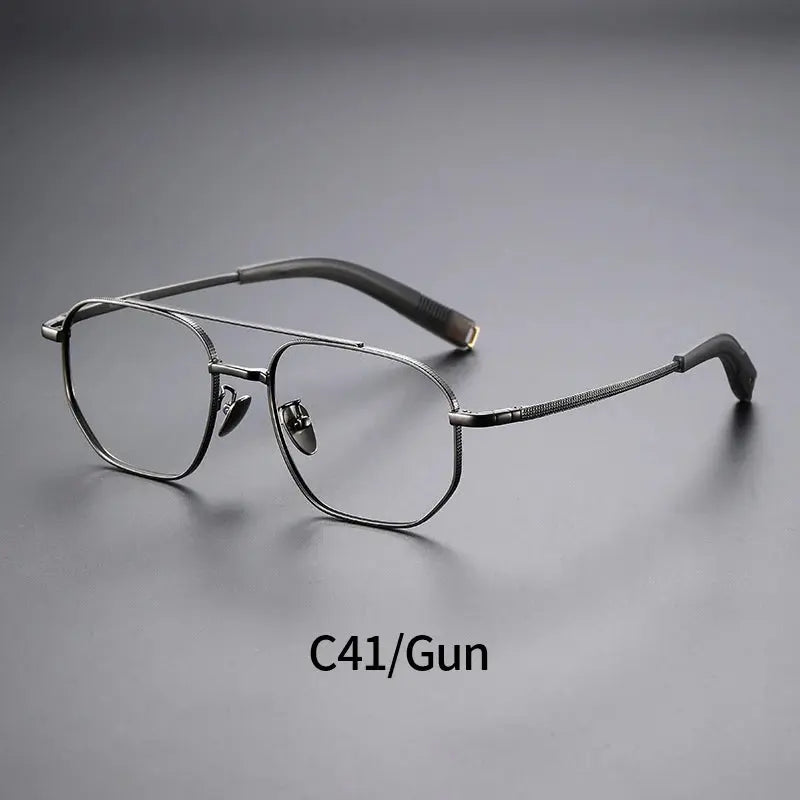 Men's Polygon Full Rim Titanium Double Bridge Prescription Glasses 075180 — view 5 | Rx Spectacle