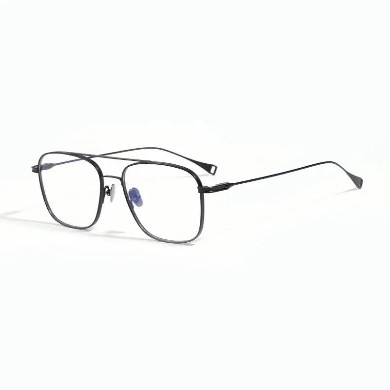 Unisex Square Full Rim Titanium Double Bridge Prescription Glasses 49015 — view 4 | Rx Spectacle