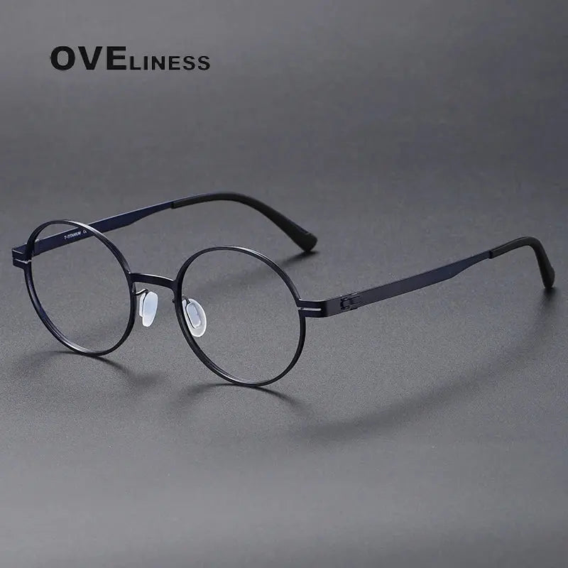 Women's Round Full Rim Titanium Screwless Prescription Glasses 380996 — view 7 | Rx Spectacle