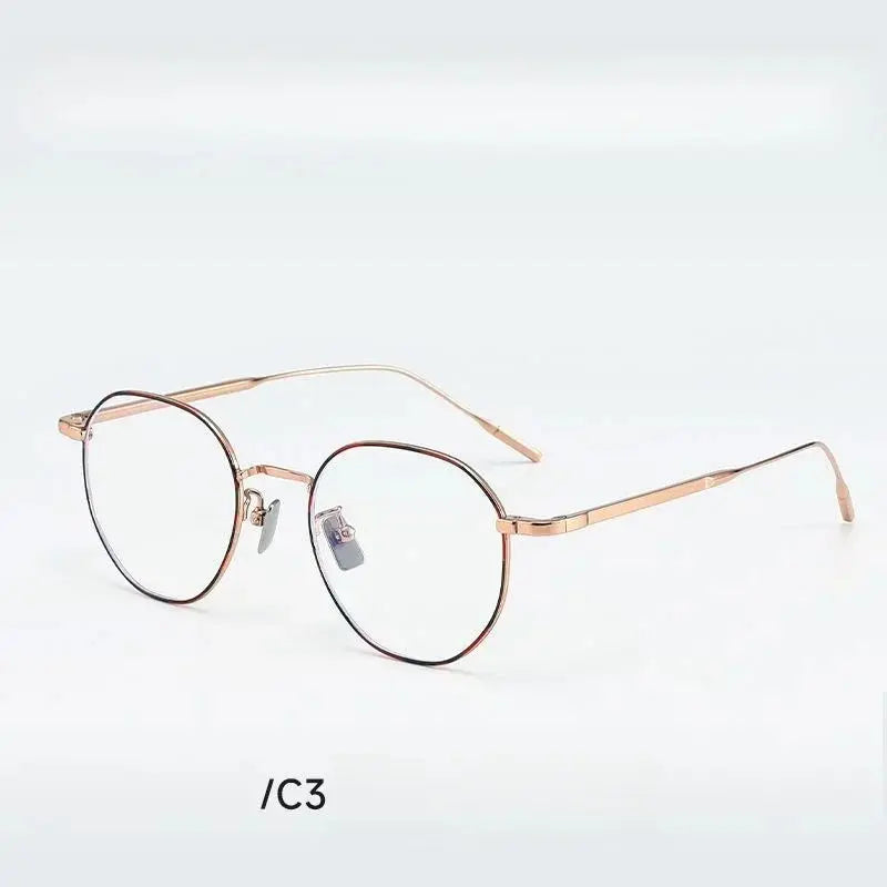Unisex Oval Full Rim Titanium Flat Top Prescription Glasses 30908 — view 6 | Rx Spectacle