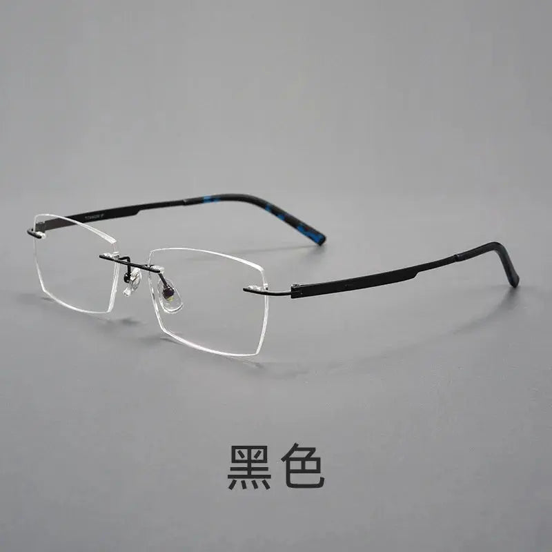 Unisex Polygon Rimless Titanium Prescription Glasses 615801 — view 5 | Rx Spectacle