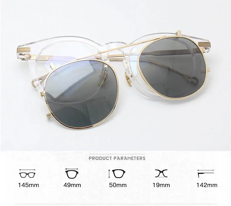 Unisex Round Full Rim Acetate Clip-On Prescription Glasses 0213 — view 6 | Rx Spectacle