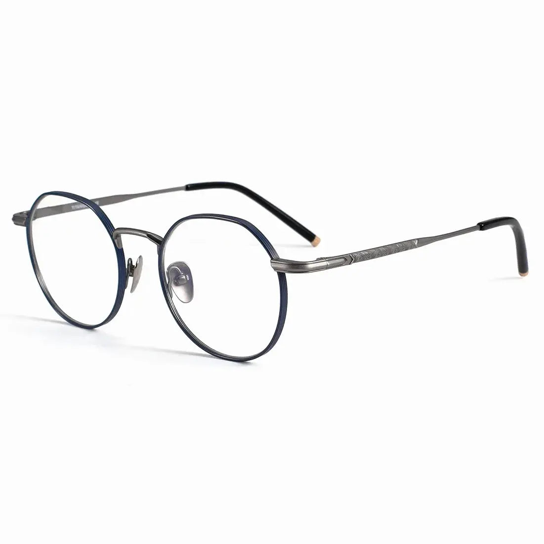 Unisex Round Full Rim Titanium Flat Top Prescription Glasses 49140 — view 6 | Rx Spectacle