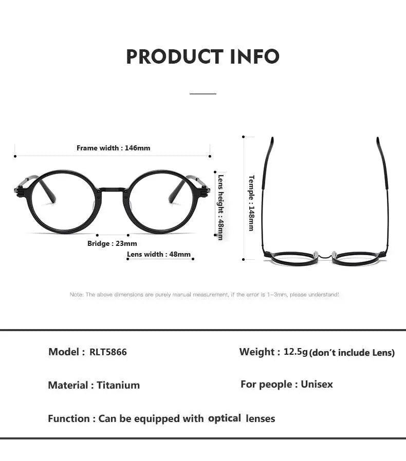 Unisex Round Full Rim Titanium Prescription Glasses 5866 — view 11 | Rx Spectacle