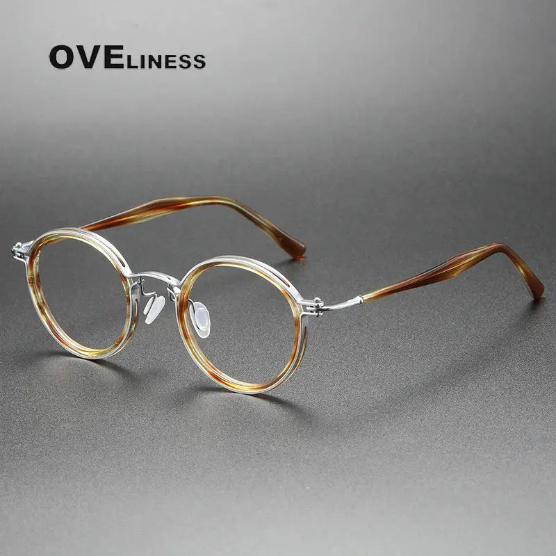 Unisex Round Full Rim Titanium Prescription Glasses 395862 — view 9 | Rx Spectacle