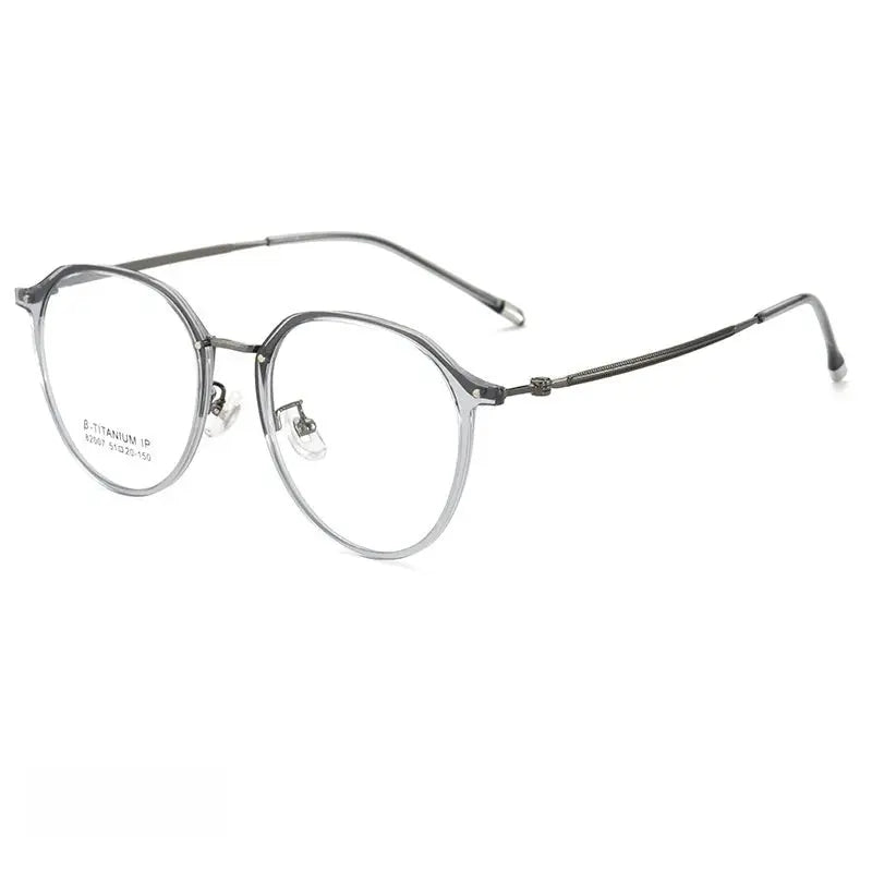 Women's Round Full Rim Titanium Prescription Glasses 82007 — view 6 | Rx Spectacle