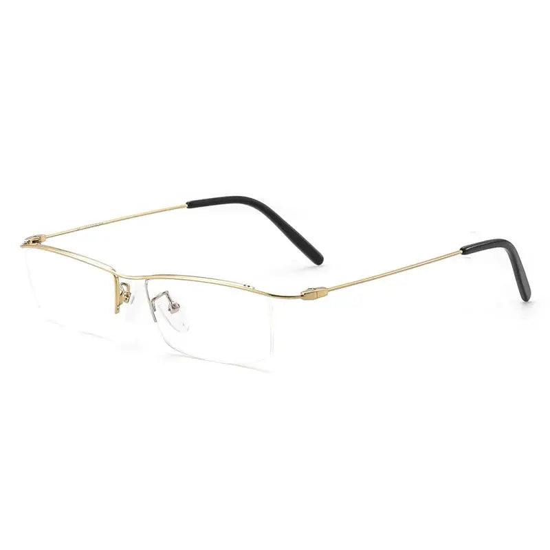 Unisex Browline Semi-Rimless Titanium Prescription Glasses 6688 — view 9 | Rx Spectacle