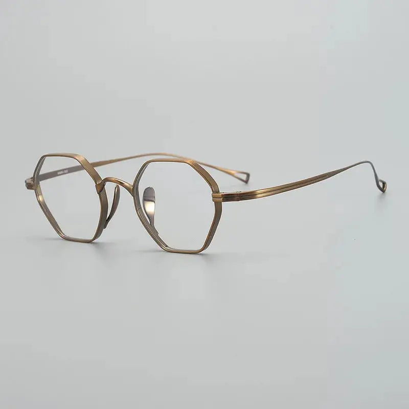 Unisex Polygon Full Rim Titanium Flat Top Prescription Glasses 49152 — view 7 | Rx Spectacle
