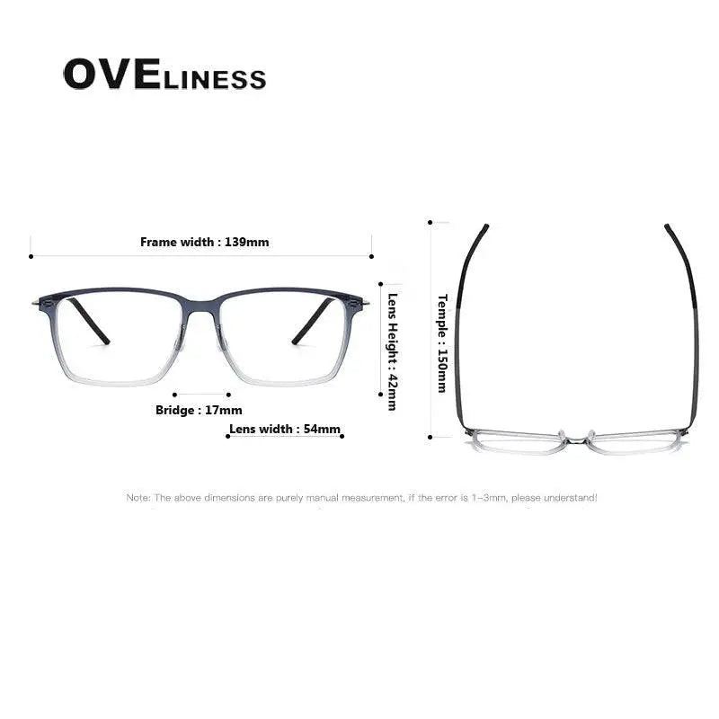 Unisex Square Full Rim Titanium Screwless Prescription Glasses 6505 — view 12 | Rx Spectacle