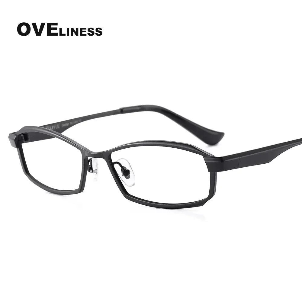 Men's Rectangular Full Rim Titanium Prescription Glasses 8718 — view 3 | Rx Spectacle