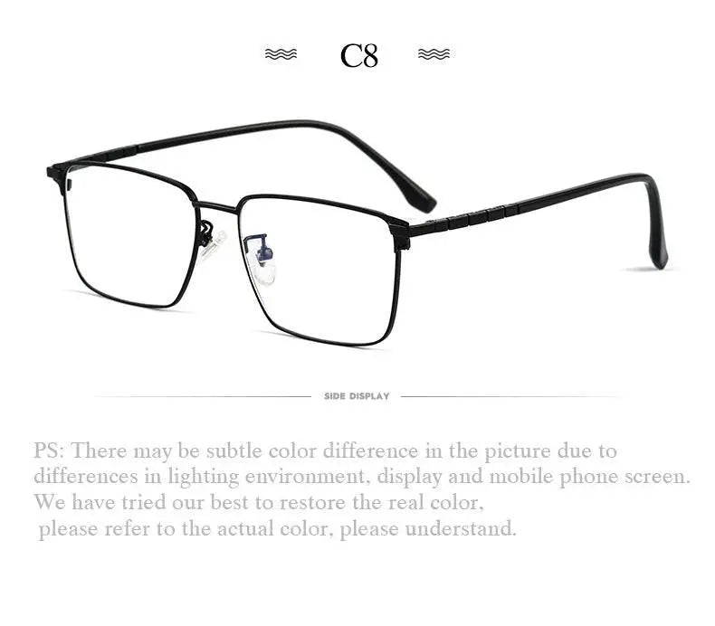 Men's Square Full Rim Titanium Prescription Glasses T8631t — view 13 | Rx Spectacle