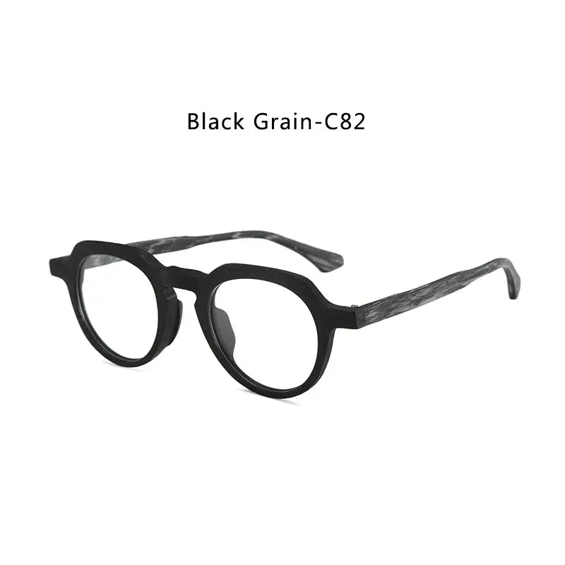 Unisex Round Full Rim Wood Flat Top Prescription Glasses 2310 — view 12 | Rx Spectacle