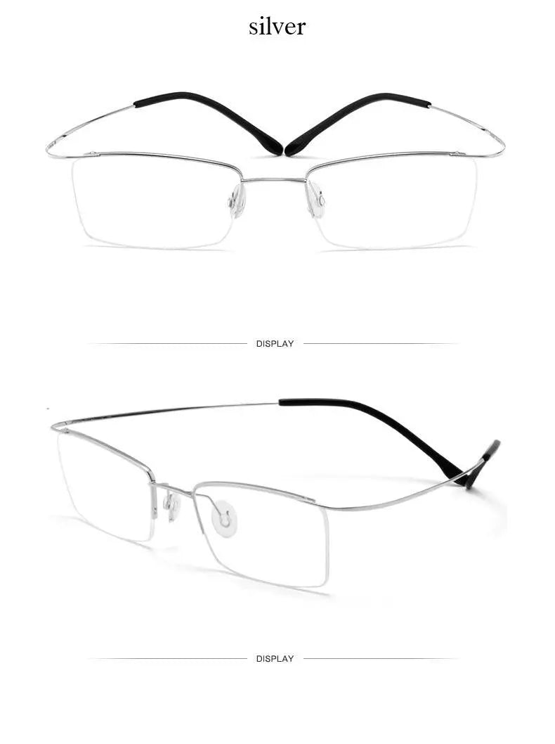 Men's Rectangular Semi-Rimless Titanium Prescription Glasses 30004 — view 13 | Rx Spectacle