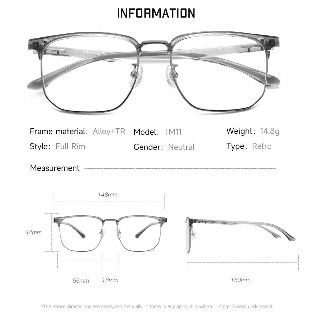 Unisex Square Full Rim TR90 Prescription Glasses Tm11 — view 10 | Rx Spectacle