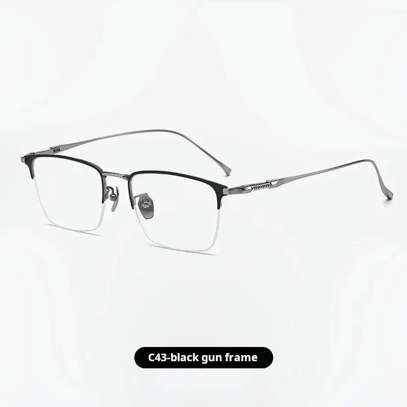 Unisex Browline Semi-Rimless Titanium Oversized Prescription Glasses 729011 — view 7 | Rx Spectacle