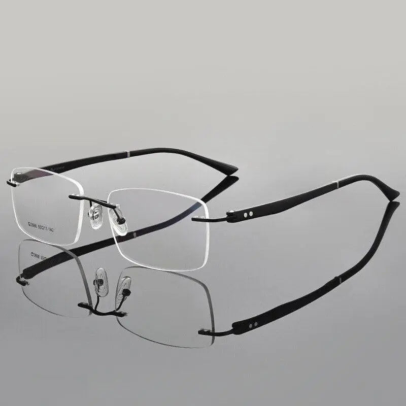 Men's Square Rimless Titanium Screwless Prescription Glasses Q2666 — view 9 | Rx Spectacle