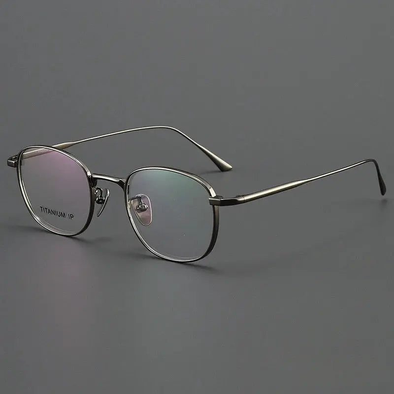 Unisex Round Full Rim Titanium Prescription Glasses Y4921 — view 11 | Rx Spectacle