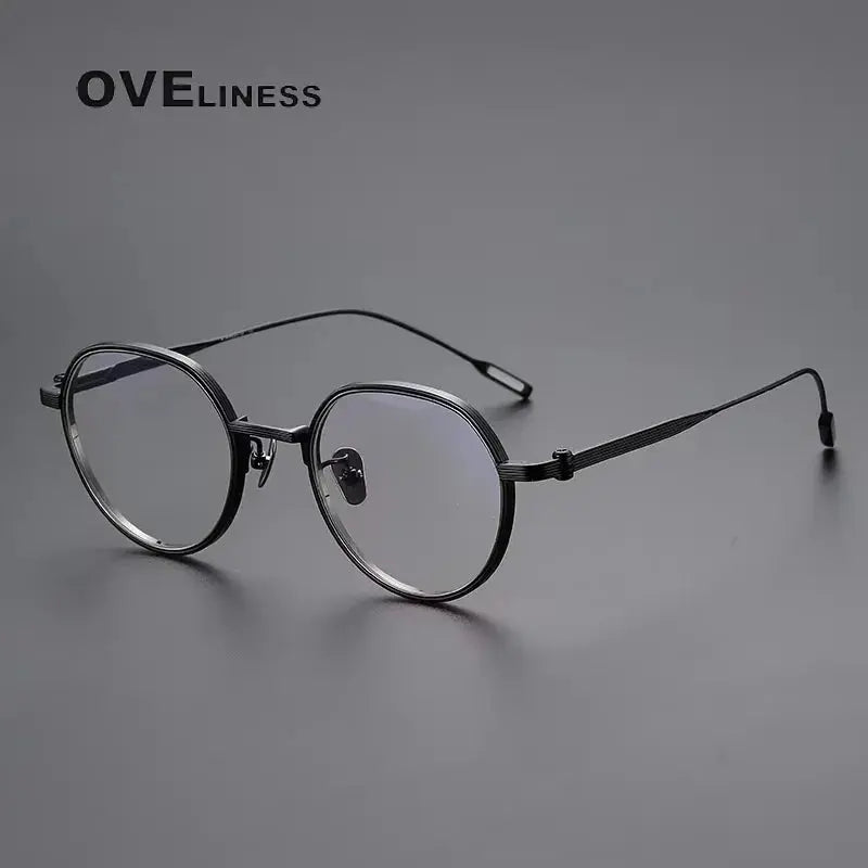 Unisex Oval Full Rim Titanium Flat Top Prescription Glasses 64261 — view 6 | Rx Spectacle