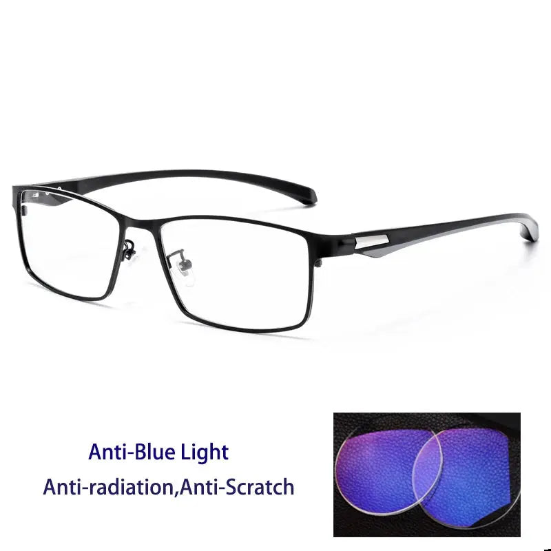 Men's Square Full Rim Alloy Reading Glasses 66071 — view 6 | Rx Spectacle