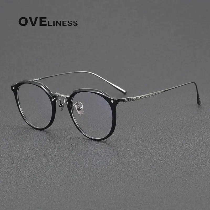 Women's Round Full Rim Titanium Prescription Glasses 34054 — view 7 | Rx Spectacle