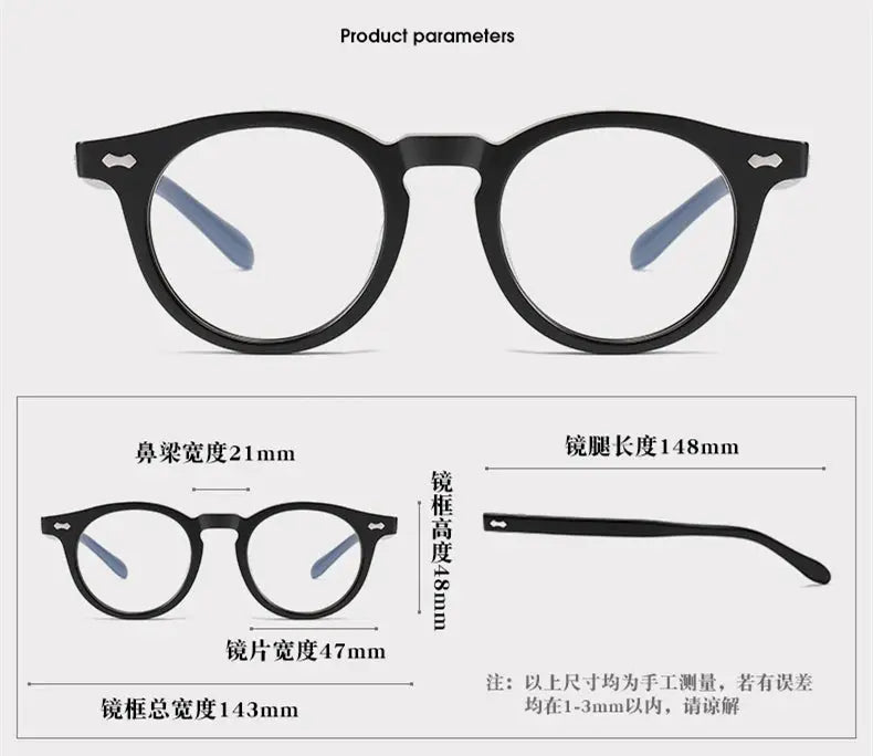 Unisex Round Full Rim Acetate Prescription Glasses Sh505 — view 8 | Rx Spectacle