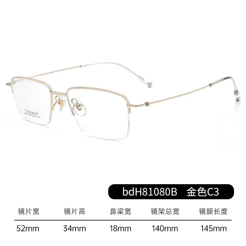 Unisex Square Semi-Rimless Titanium Prescription Glasses 81080 — view 6 | Rx Spectacle