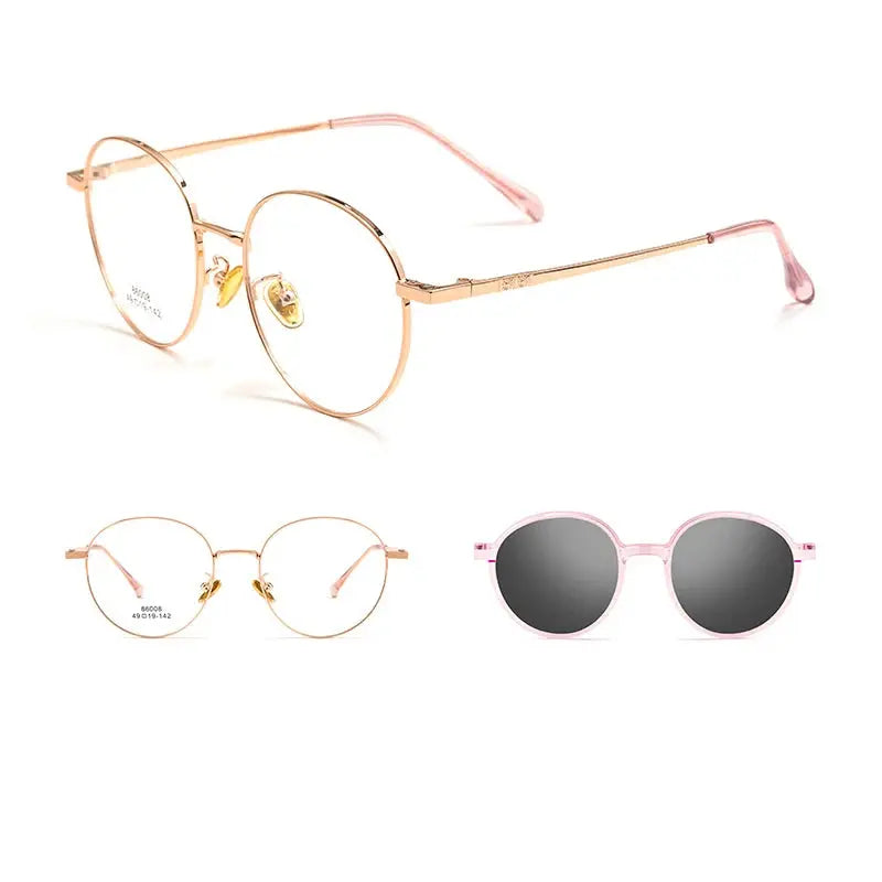 Women's Round Full Rim Alloy Clip-On Prescription Glasses 8608 — view 8 | Rx Spectacle