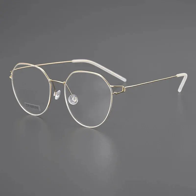 Women's Round Full Rim Titanium Flat Top Prescription Glasses 64135 — view 7 | Rx Spectacle