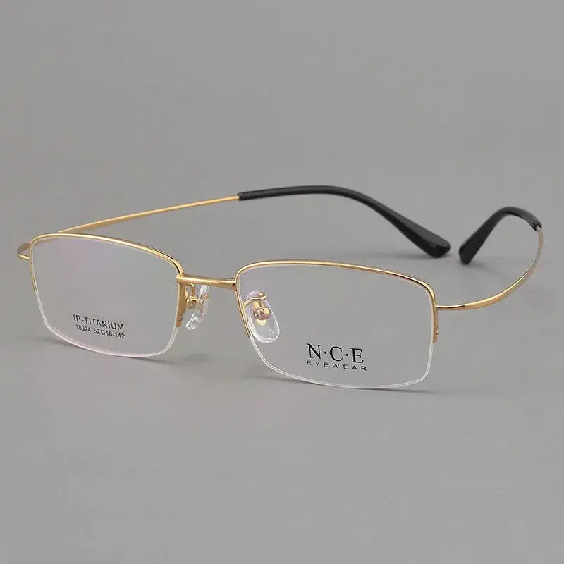Unisex Oval Semi-Rimless Titanium Prescription Glasses 618024 — view 6 | Rx Spectacle