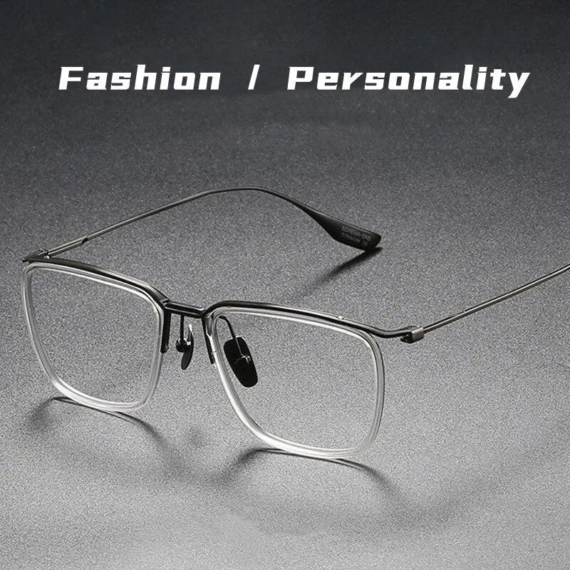Men's Square Full Rim Titanium Oversized Prescription Glasses Dt106 — view 11 | Rx Spectacle
