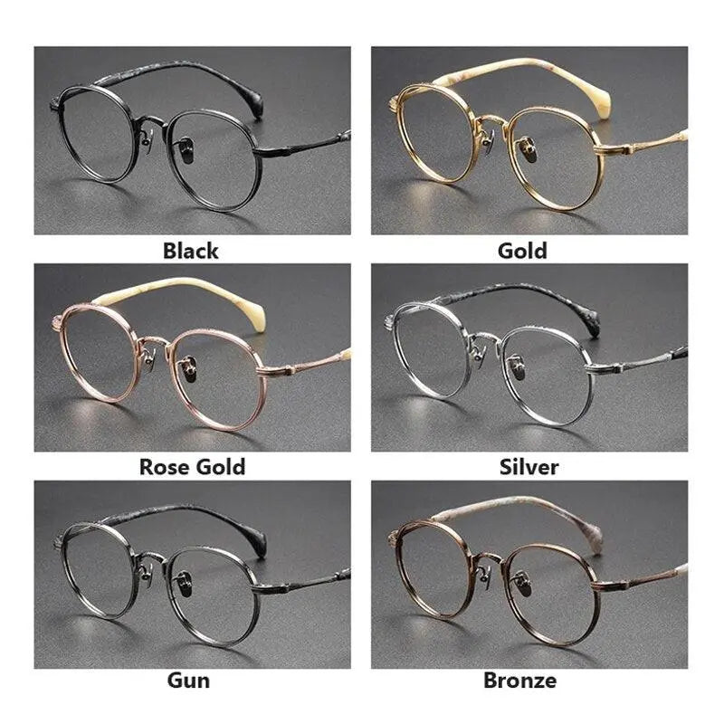 Unisex Round Full Rim Titanium Prescription Glasses 80862 — view 12 | Rx Spectacle