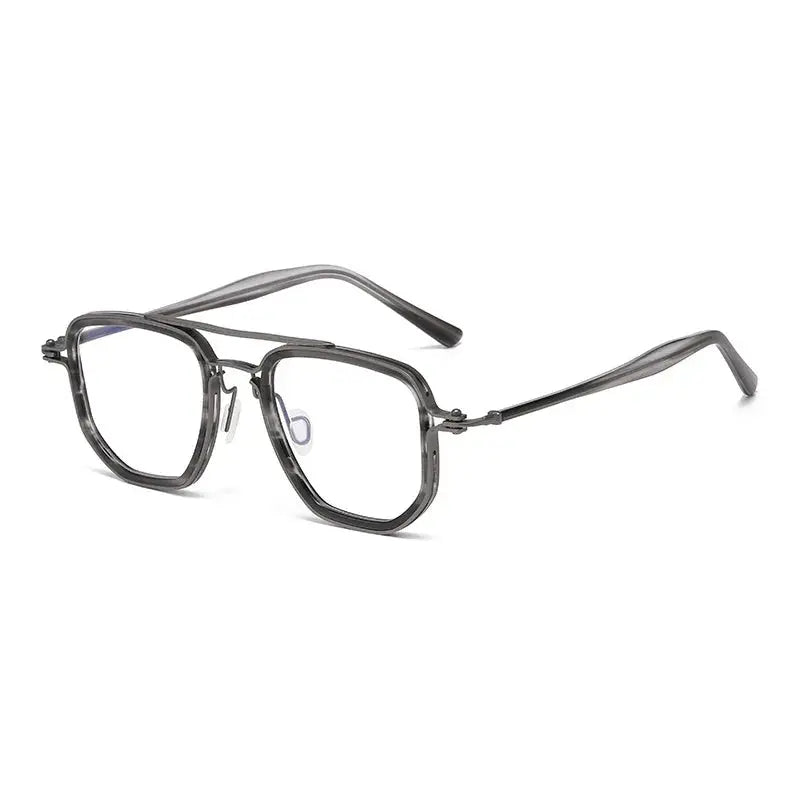 Men's Square Full Rim Titanium Double Bridge Prescription Glasses 365876 — view 6 | Rx Spectacle