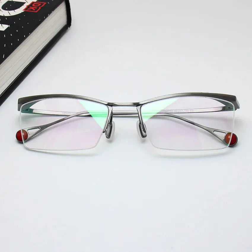 Men's Browline Semi-Rimless Titanium Prescription Glasses 195113 — view 5 | Rx Spectacle