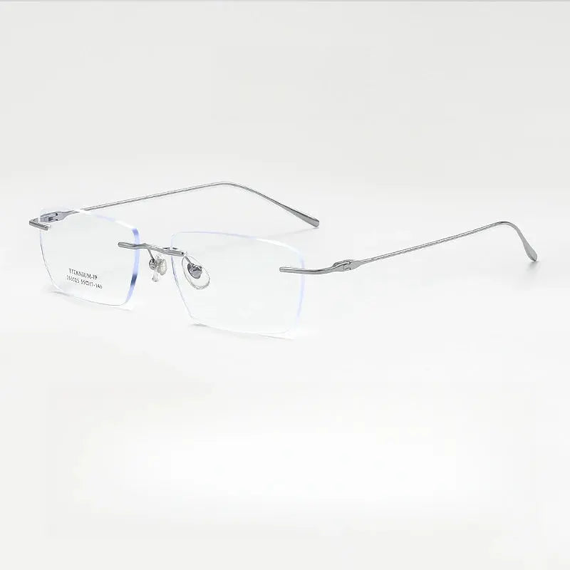 Unisex Square Rimless Titanium Prescription Glasses Y233525 — view 9 | Rx Spectacle