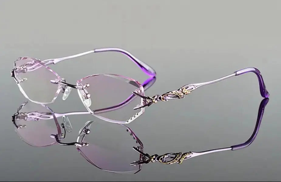 Women's Oval Rimless Titanium Prescription Glasses 28036 — view 5 | Rx Spectacle