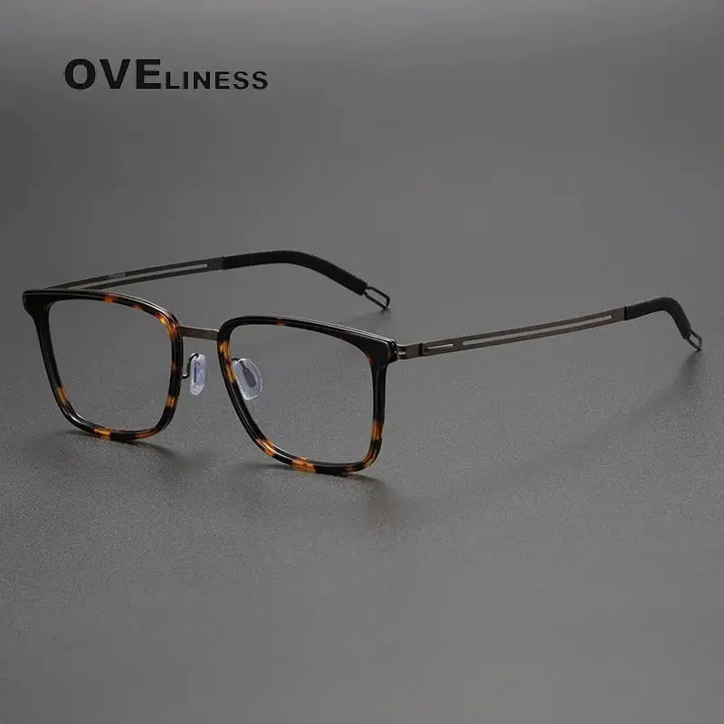 Unisex Square Full Rim Titanium Prescription Glasses 82235 — view 6 | Rx Spectacle