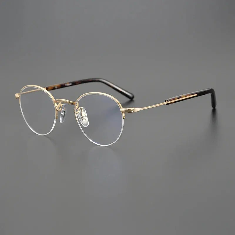 Unisex Oval Semi-Rimless Titanium Prescription Glasses 517110 — view 9 | Rx Spectacle
