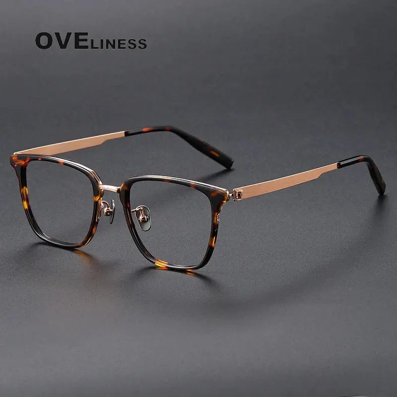 Unisex Square Full Rim Titanium Prescription Glasses 80978 — view 9 | Rx Spectacle
