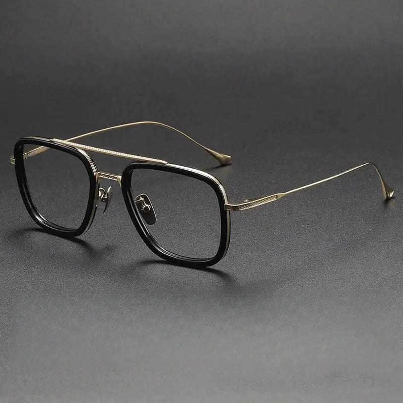 Men's Square Full Rim Titanium Double Bridge Prescription Glasses 774006 — view 5 | Rx Spectacle