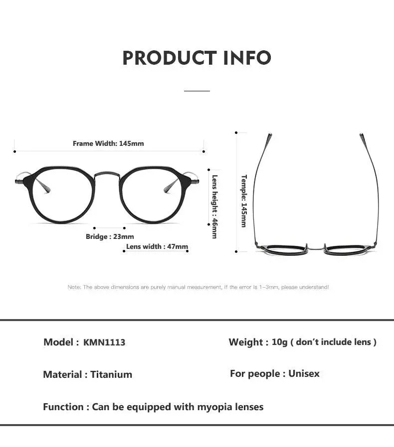 Unisex Square Full Rim Titanium Oversized Prescription Glasses 1113 — view 12 | Rx Spectacle