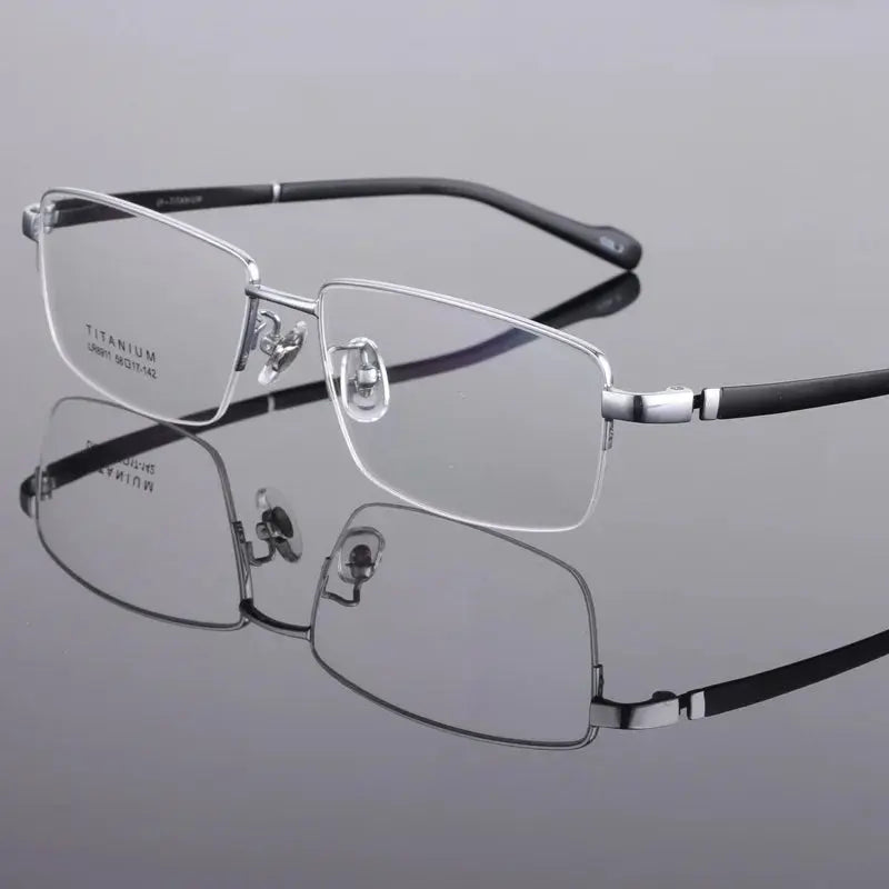 Men's Square Semi-Rimless Titanium Oversized Prescription Glasses 48911 — view 6 | Rx Spectacle