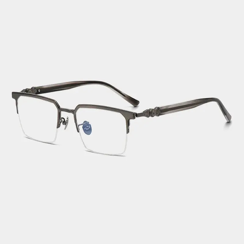 Unisex Square Semi-Rimless Titanium Prescription Glasses 46860 — view 7 | Rx Spectacle