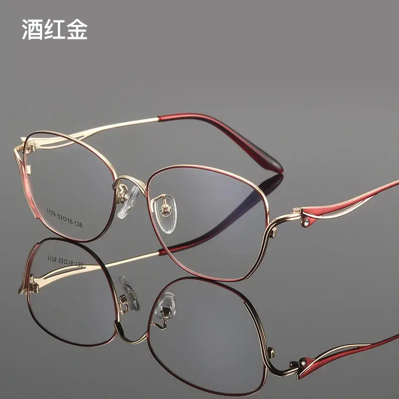 Women's Cat Eye Full Rim Alloy Prescription Glasses 661179 — view 6 | Rx Spectacle