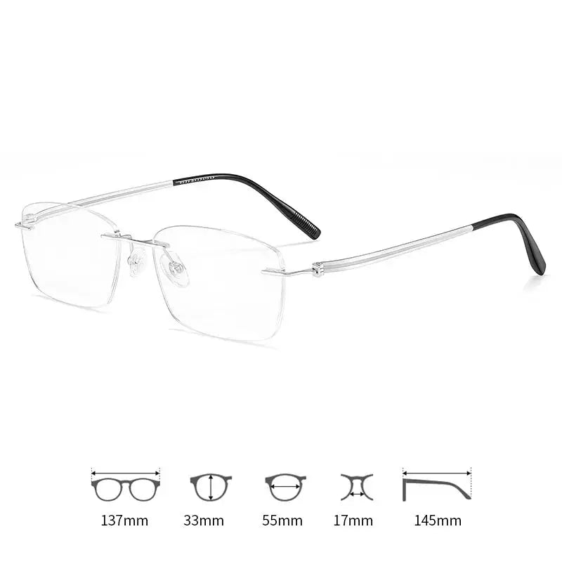 Women's Oval Rimless Titanium Prescription Glasses 610097 — view 4 | Rx Spectacle