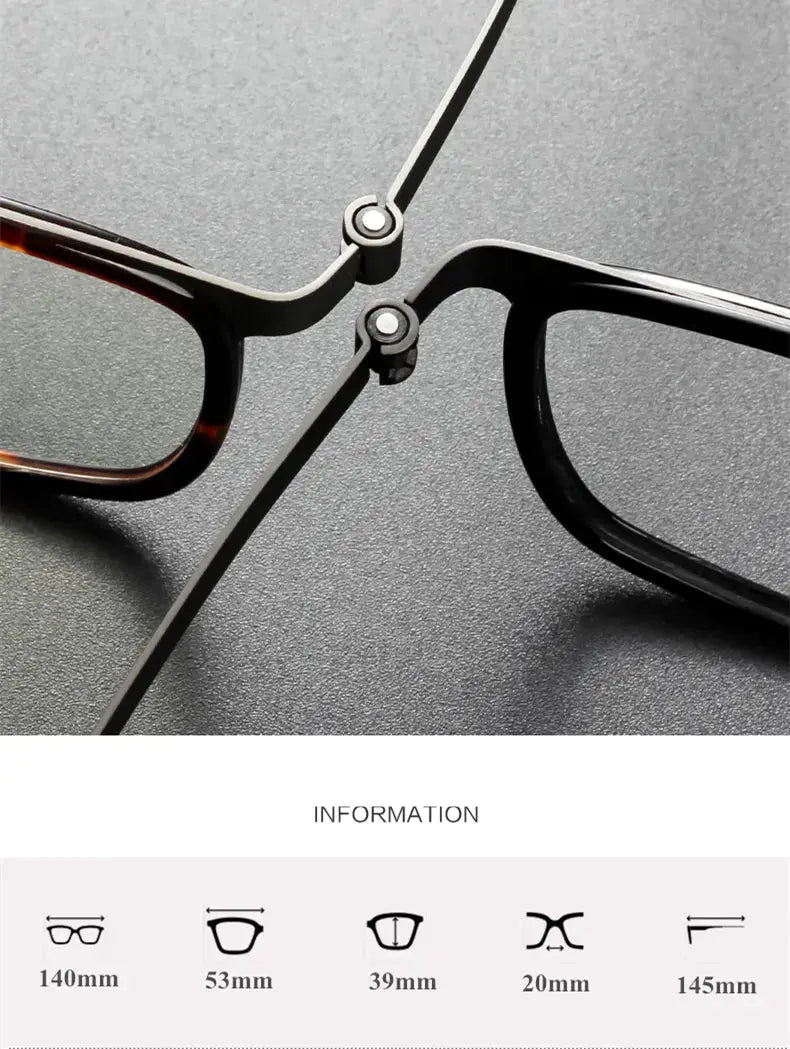 Unisex Rectangular Full Rim Titanium Prescription Glasses 9711 — view 7 | Rx Spectacle