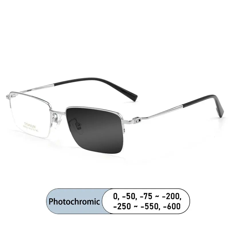 Unisex Square Semi-Rimless Titanium Reading Glasses 69908 — view 5 | Rx Spectacle