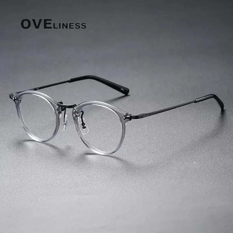 Unisex Oval Full Rim Titanium Prescription Glasses 614805 — view 7 | Rx Spectacle
