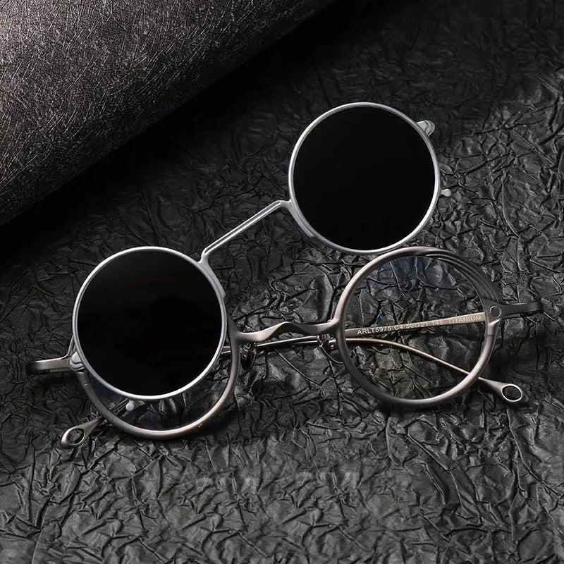 Unisex Round Full Rim Titanium Clip-On Prescription Glasses 15975 — view 6 | Rx Spectacle