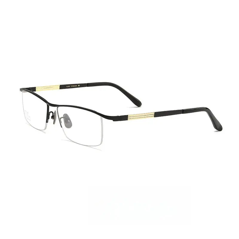Unisex Square Semi-Rimless Titanium Prescription Glasses 80015 — view 7 | Rx Spectacle